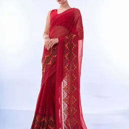 Mitera Floral Embroidered Pure Chiffon Designer Saree-picture-56