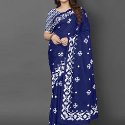 Mitera Ethnic Motifs Printed Art Silk Dabu Saree-picture-21