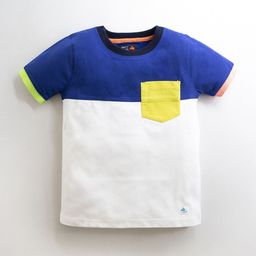 Cherry Crumble Boys White & Blue Colourblocked T-shirt-image-83