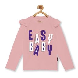 KiddoPanti Girls Pink Typography Printed Pure Cotton T-shirt-image-87