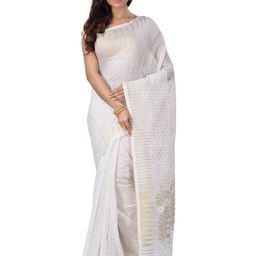 Ruuprekha Geometric Woven Design Zari Silk Cotton Jamdani Saree-image-93