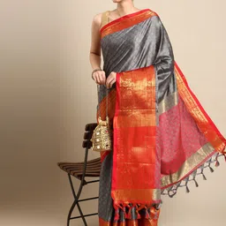 Mitera Ethnic Motifs Zari Silk Cotton Banarasi Saree-image-23