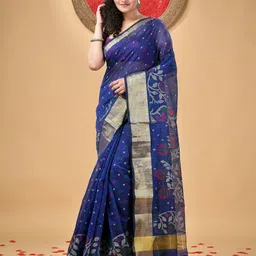 DESH BIDESH Floral Woven Design Zari Saree-image-14