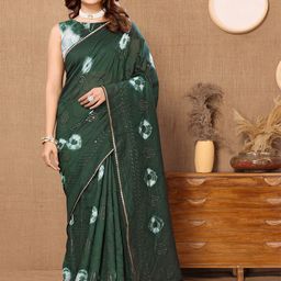 FABMORA Tie and Dye Sequinned Worked Chanderi Saree-image-33