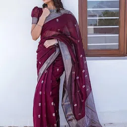Anjaneya Sarees Ethnic Motifs Woven Design Chanderi Saree-picture-14