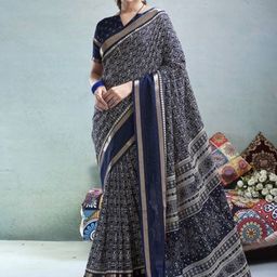 Sitanjali Warli Print Zari Woven Chanderi Saree-image-57