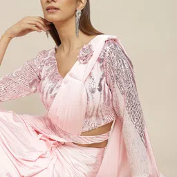 Grancy Pink Sequinned Ready to Wear Saree-picture-41