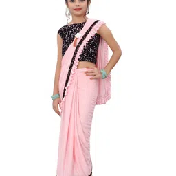 Dhyey Fashion Girls Embellished Sequinned Detailed Lycra Saree-picture-18