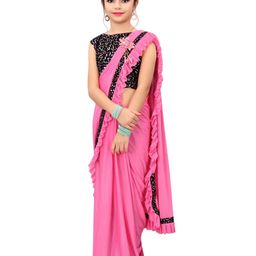 Dhyey Fashion Girls Sequinned Ready to Wear Saree-image-44