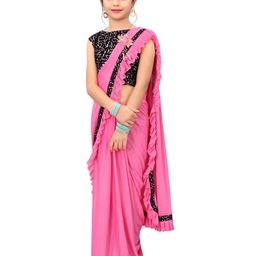 Dhyey Fashion Girls Sequined Ready To Wear Saree-image-42