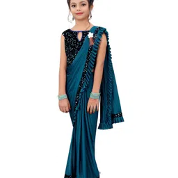 Dhyey Fashion Girls Sequined Ready To Wear Saree-picture-31