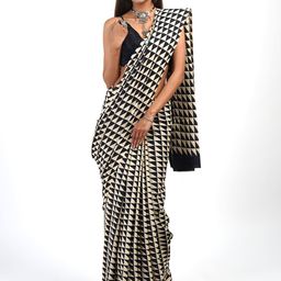 TEEJH Geometric Printed Pure Cotton Saree-20
