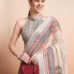 RACHNA Ethnic Motifs Linen Saree-image-99