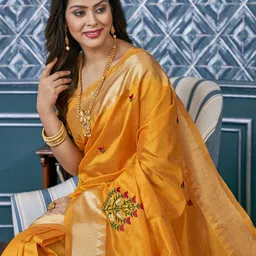 KAVINDI Ethnic Motifs Embroidered Zari Saree-picture-37