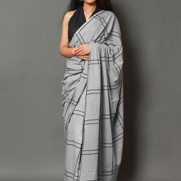 BUTA BUTI Checked Pure Cotton Saree-image-32