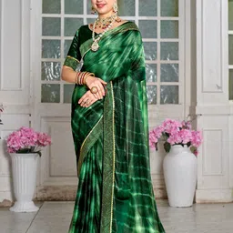 Anouk Green Tie & Dye Printed Gotta Patti Pure Chiffon Saree-image-39