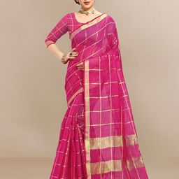 Sidhidata Checked Woven Design Zari Kota Saree-11