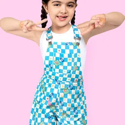 Naughty Ninos Girls Checked Printed Dungaree With T-Shirt-image-22