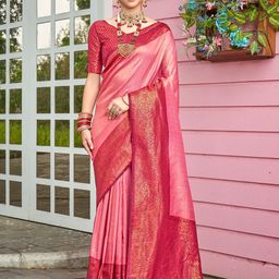 Anouk Pink Ethnic Motifs Woven Design Zari Art Silk Saree-picture-38