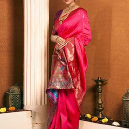 KALINI Woven Design Zari Silk Blend Paithani Saree-image-29