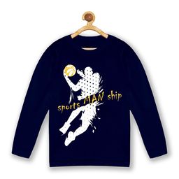 KiddoPanti Boys Navy Blue Sports Printed T-shirt-image-66