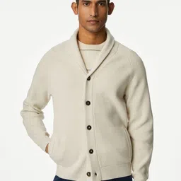Marks & Spencer Men Shawl Collar Long Sleeves Cardigan Sweaters-image-63