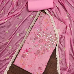 KALINI Embellished Pure Cotton Unstitched Dress Material-image-29