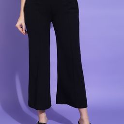 MISS HAUTE Women Smart Mid-Rise Wide Leg Trousers-image-2