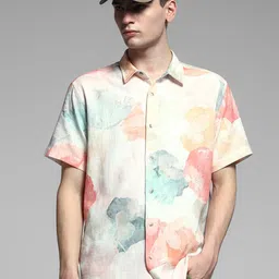 Jack & Jones Men Spread Collar Abstract Printed Cotton Casual Shirt-image-81