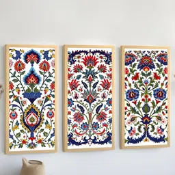 Art Street Red & White 3 Piece Synthetic Wood Floral and Botanical Wall Paintings-image-38