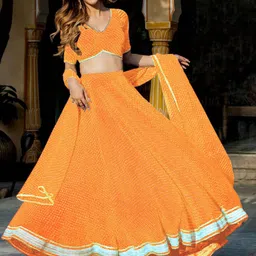 DIVASTRI Printed Semi-Stitched Lehenga & Unstitched Blouse With Dupatta image 3