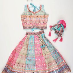 JAY NAGNATH FAB Girls Embellished Mirror Work Ready to Wear Lehenga & Blouse With Dupatta-picture-19