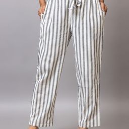 PROBASIC Striped Cotton Mid-Rise Straight Fit Trousers-image-47