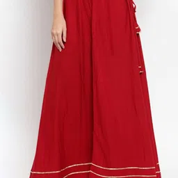 ATARAH Lace Details Cotton A-Line Maxi Skirt-image-60