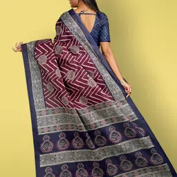 Jevi Prints Ethnic Motifs Pure Cotton Block Print Saree image 3