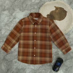 The Lion and The Fish Boys Relaxed Tartan Checks Opaque Checked Casual Shirt-image-97