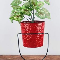 Go Hooked Red & Black Metal Planter with Metal Stand-89