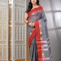 WoodenTant Woven Design Zari Pure Cotton Designer Taant Saree-image-55