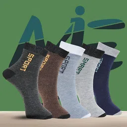 MJE Pack Of 5 Printed Mid Rise Ankle Length Socks-image-63