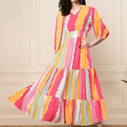 Raiyani Enterprise V-Neck Crepe Anarkali Kurta-picture-24