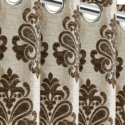 Saral Home Brown & Off White Ethnic Motifs Black Out Window Curtain-picture-13