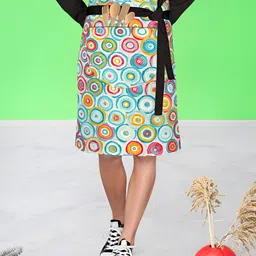 ArtzFolio Red & Pink Printed Apron With 1 Patch Pockets-16