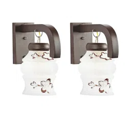 Somil Premium Designer Glass Wall / Night Lamp Elegant & Stylish Dcor Accent for Modern Interiors, color- Brown, White, Size:- 18.5 X 31 X 30 CM-image-87