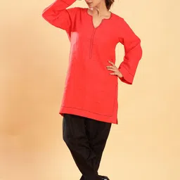 BohoJazz Embroidered Round Neck Top With Harem Co-Ords Set-image-0