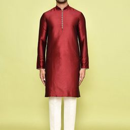 Arihant Rai Sinha Men Regular Pure Silk Kurta with Trousers-image-100