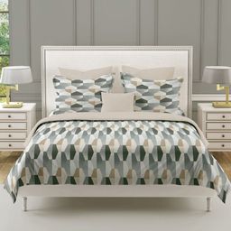 SWAYAM Grey & White Geometric 210 TC Queen Bedsheet with 2 Pillow Covers-image-82