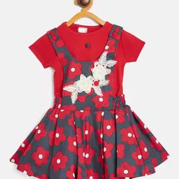 Camey Floral Print Net Pinafore Dress-image-70