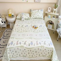 JC HOME Cream & Blue Floral Printed 220 TC King Bedsheet Set 2 m x 2.3 m-image-92