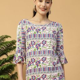 Oxolloxo Women Floral Printed Bell Sleeve Regular Top-image-6