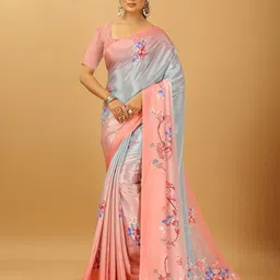 VIRENDRA TEXTILES Floral Pure Crepe Saree-image-82